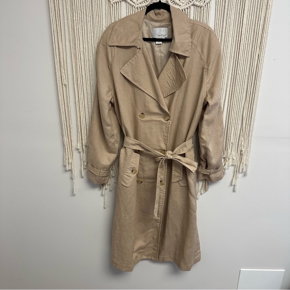 Spiegel cream linen blend trench coat